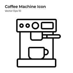 Coffee Machine Icon in Line Style. Coffee Machine Line Illustration.