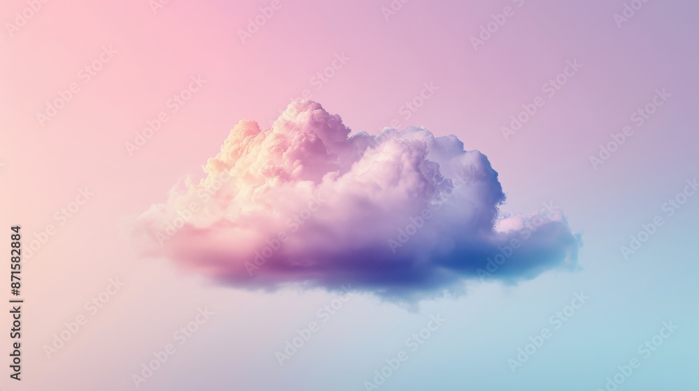 Poster ethereal ,minimal, simple background: a delicate wisp of cloud floating in a pastel sky, capturing t