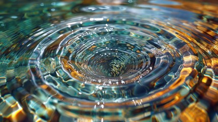 Vortex ,minimal, simple background: A spiral of water gently swirling in a clear pool, capturing the essence of movement and depth.
