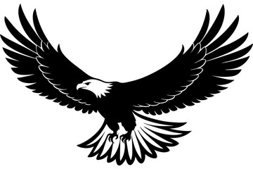 Flying Bald Eagle black and white Silhouette vector