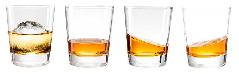 PNG Whiskey glasses with varying levels set