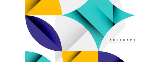 Minimal geometric elements on white. Petals, round triangles, star