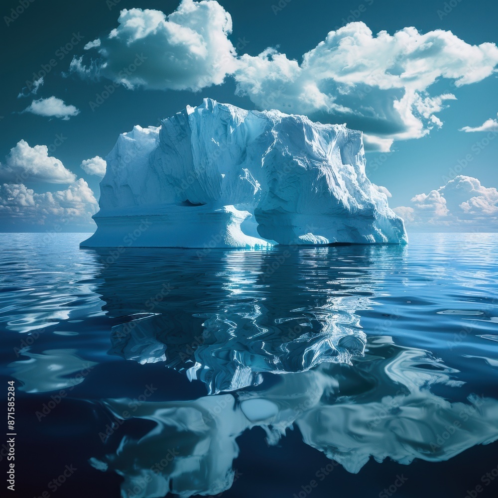 Poster iceberg floating in arctic waters ,isolate ,minimal, simple background