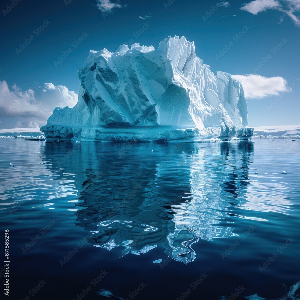 Poster iceberg floating in arctic waters ,isolate ,minimal, simple background