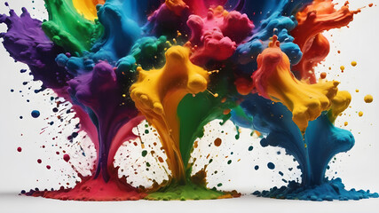 rainbow colored paint powder splash isolated