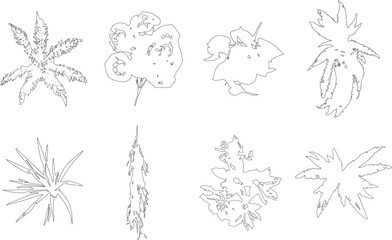 Flowerpot vector outline icon set . Collection vector illustration pot of plant on white background.