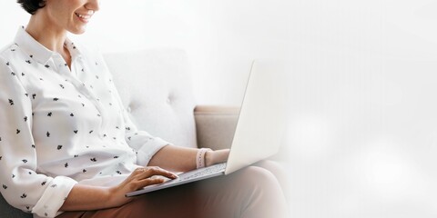 Happy woman working at home