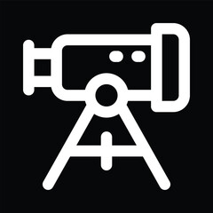White Telescope Icon on Tripod