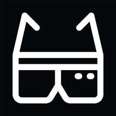 White Outline of 3D Glasses Icon