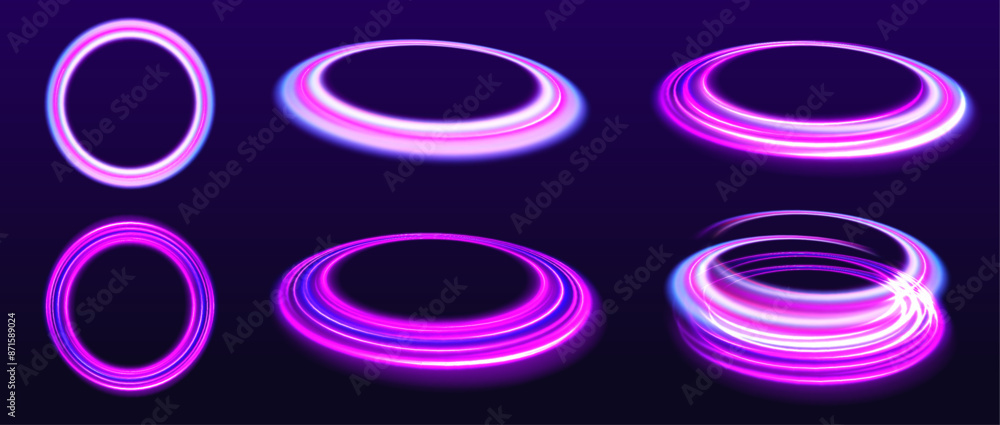 Aufkleber Glowing spiral. Abstract neon color glowing lines background. The energy flow tunnel. Shine round frame with light circles light effect.	