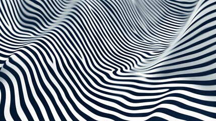 Monochrome image depicting an endless sea of wavy black and white lines creating a hypnotic pattern