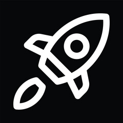 White Rocket Outline Icon