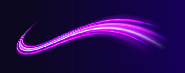 Modern abstract high-speed light motion effect on black background. Abstract technology futuristic neon circle glowing. Vector illustration.	