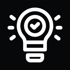 Light Bulb with Checkmark Inside Icon