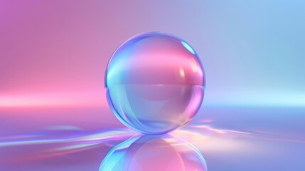 Translucent Glass Sphere on Reflective Multi-Colored Surface