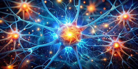 Abstract image of cosmic consciousness firing neurons, cosmic, consciousness, neurons, fractal, branching, fiber optics