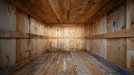 Empty Wooden Room Interior.