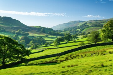 Fototapeta premium beautiful morning light over the rolling countryside farm