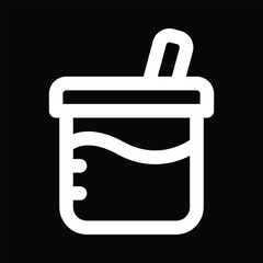 White Beaker Icon on Black Background