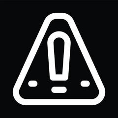 White Warning Sign on Black Background