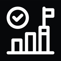 White Bar Graph with Checkmark Icon