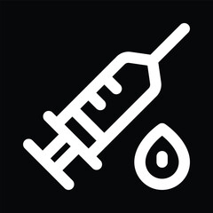 White Syringe and Blood Drop Icon