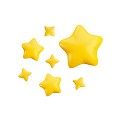 Vector 3d gold sparkling star composition on white background. Cute realistic cartoon 3d starry concept, yellow shining stars render illustration for magic decoration, web, game, app, design, nursery.
