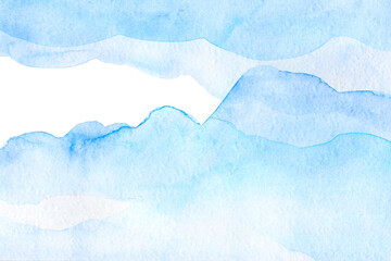 Obraz premium abstract blue watercolor wave hand drawn. tranquil paint stroke, isolated white background