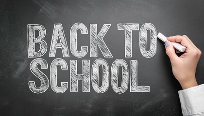 Back to School Background - Start of a New Year at College or University - Composition of School Necessities such as Backpack, Clock, Pencils, Alarm, Chalkboard, Binder, Apple, Scissors