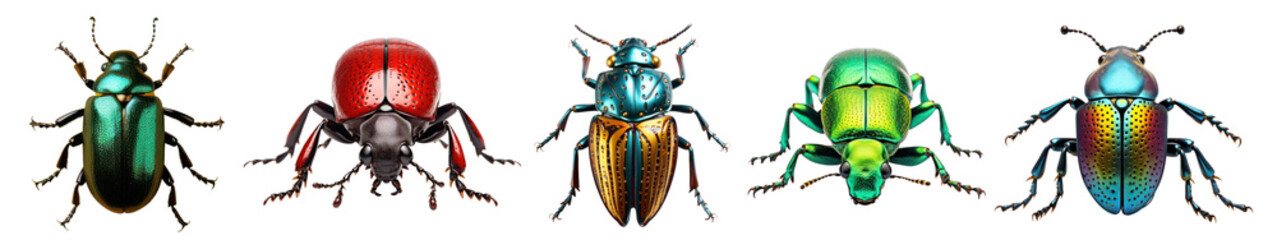 Fototapeta premium Colorful beetle animal insect set