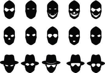 mask of criminal, hacker, villain, gangster, bandit silhouette	