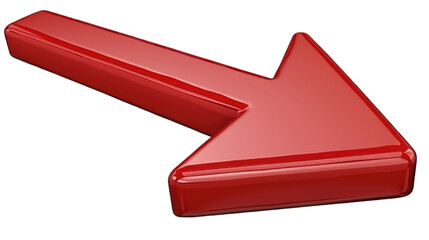 A red arrow pointing to the left is rendered in 3D isolated on a transparent background. PNG