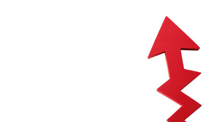 A red zigzag arrow pointing upwards on a transparent background. PNG