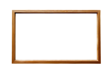 A simple wooden picture frame isolated against a transparent background. PNG