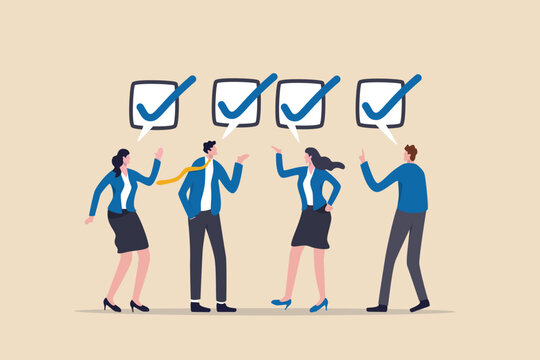 Team agreement, meeting or brainstorming for collaboration, agree to work together, finish team to do list or appointment tasks concept, business people agree with checklist symbol in team meeting.
