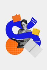Composite trend artwork 3D sketch image photo collage of workspace education student study young...