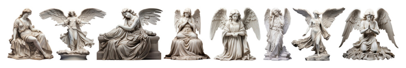 Angel statue collection png cut out element set