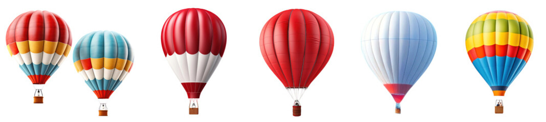 Obraz premium Hot air balloon aircraft png cut out element set