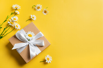 Gift box and Chamomile flowers