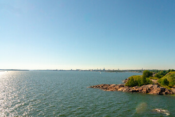 view of the bay of ocean from the beach