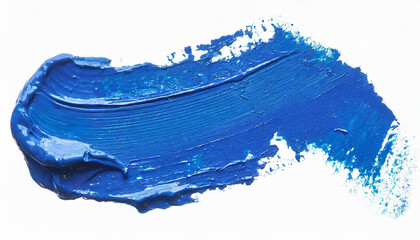 Fototapeta premium isolated stroke of blue oil paint on white background