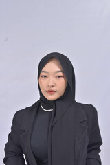 Asian Hijab Woman with Face Expressions and Gestures