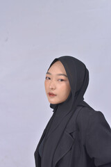 Asian Hijab Woman with Face Expressions and Gestures