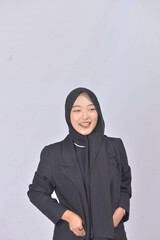 Fototapeta premium Asian Hijab Woman with Face Expressions and Gestures