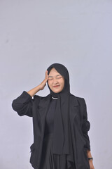 Asian Hijab Woman with Face Expressions and Gestures