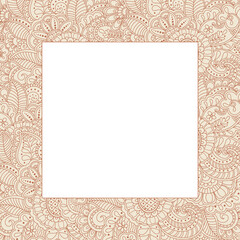 Square doodle floral borders frame with copy space