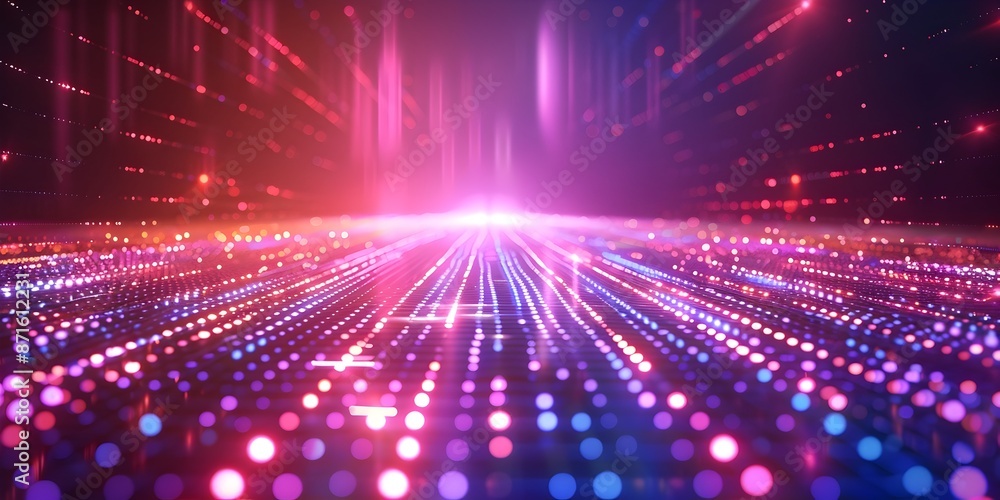 Aufkleber dazzling digital cyber network pattern with neon lines for futuristic product presentation