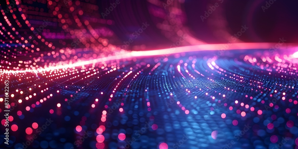 Aufkleber dazzling cyber network pattern with neon lines for futuristic product presentation concept