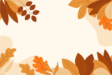 Hand Drawn Leaves Autumn Flat Design Background