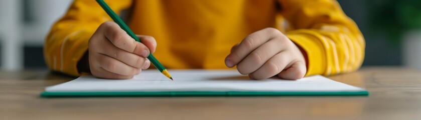 A student writing in a gratitude journal, watercolor, bright colors, detailed